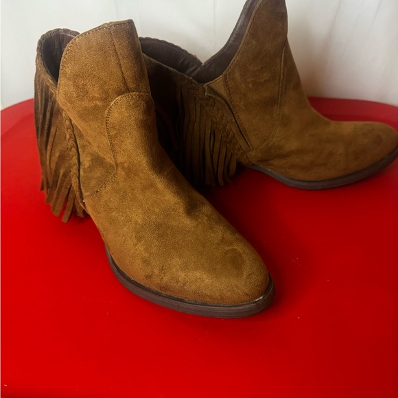 Suede Fringe Ankle Booties - Picture 1 of 4